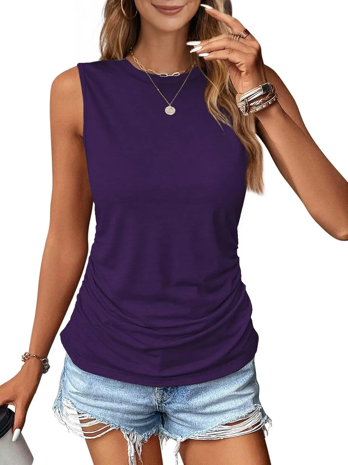 Zeagoo Ruched Tank Tops Dressy Casual Shirts
