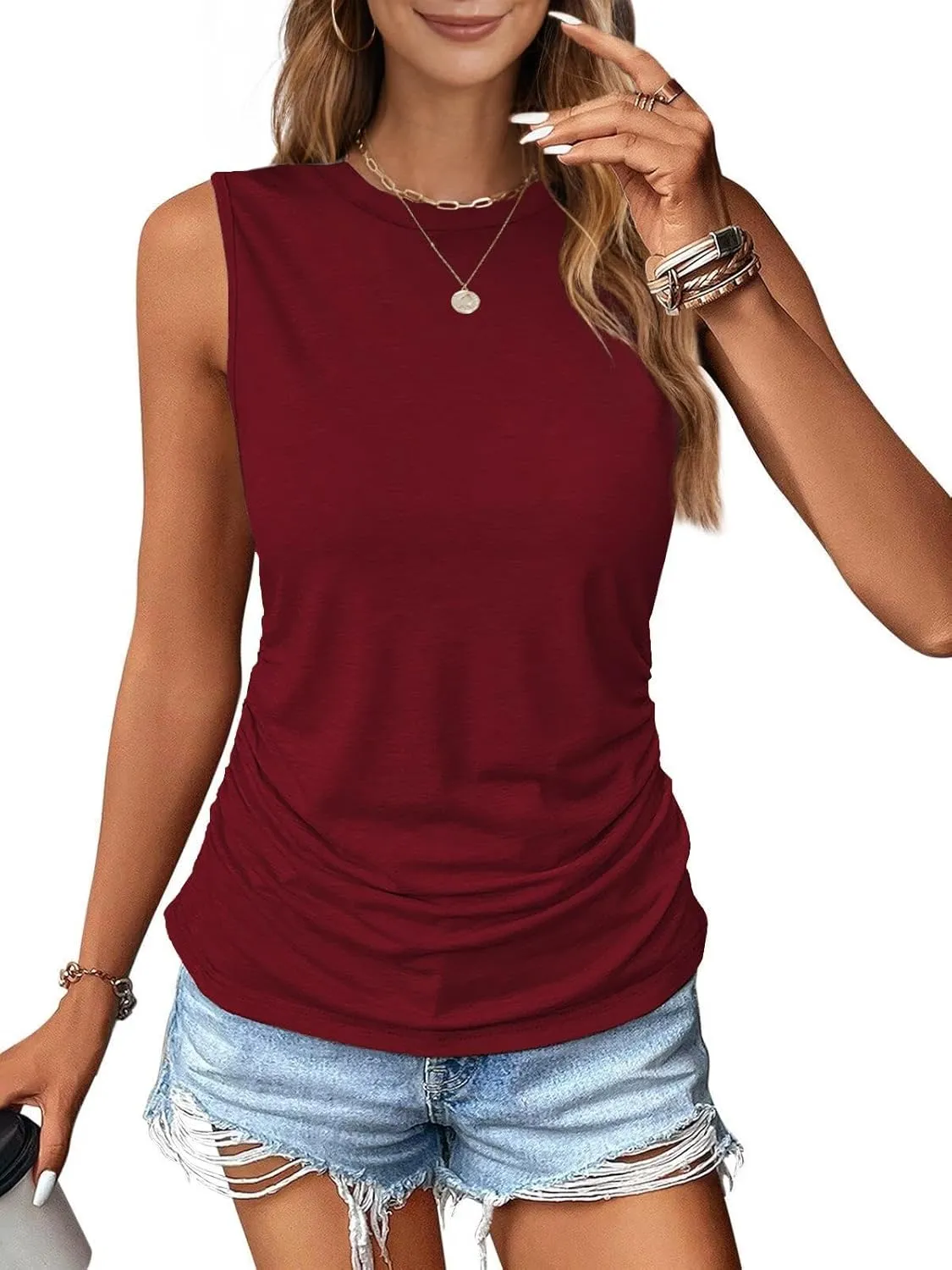 Zeagoo Ruched Tank Tops Dressy Casual Shirts