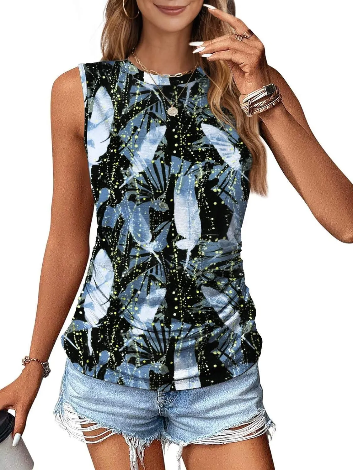 Zeagoo Ruched Tank Tops Dressy Casual Shirts