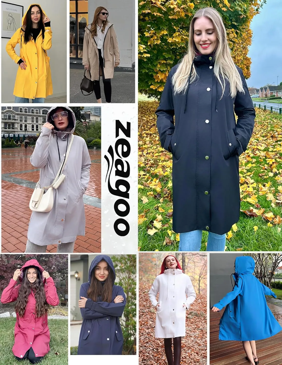 Zeagoo Waterproof Raincoat Lightweight Rain Jacket