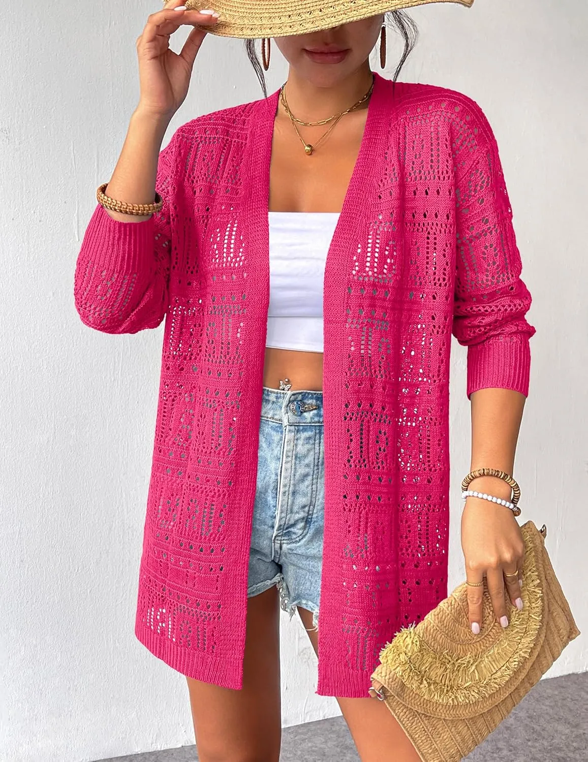 Zeagoo Womens 2025 Summer Crochet Cardigan Sweaters