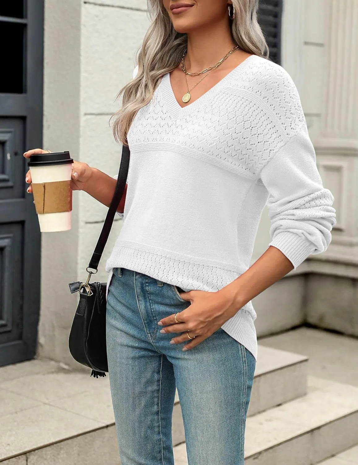 Zeagoo Womens Sweaters Casual Long Sleeve Ribbed Knit Pullover
