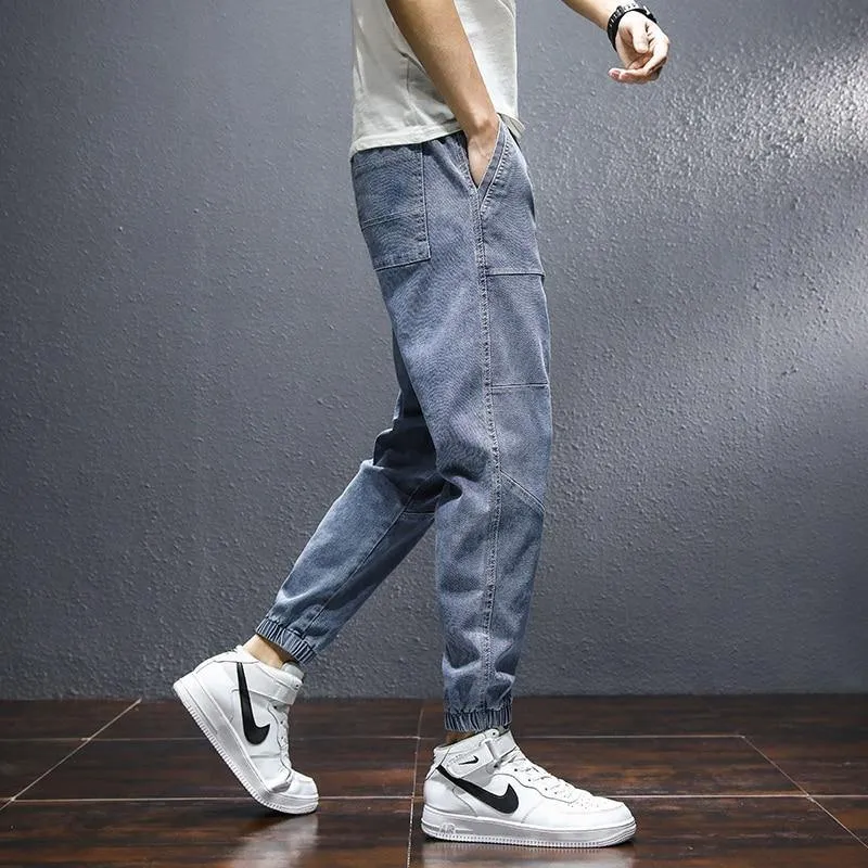 ZOE Men's Harem Denim Cargo Pants
